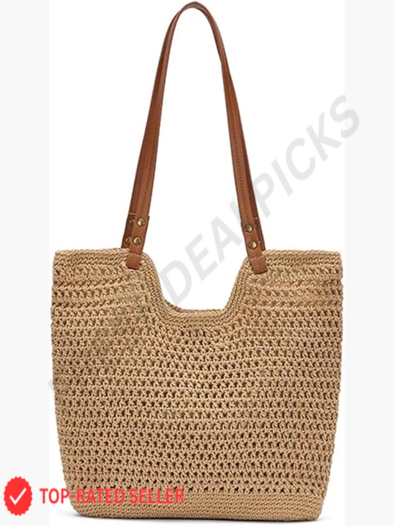 Boho Crochet Beach Tote Bag Summer Mesh Woven Shoulder Purse Vacation Travel